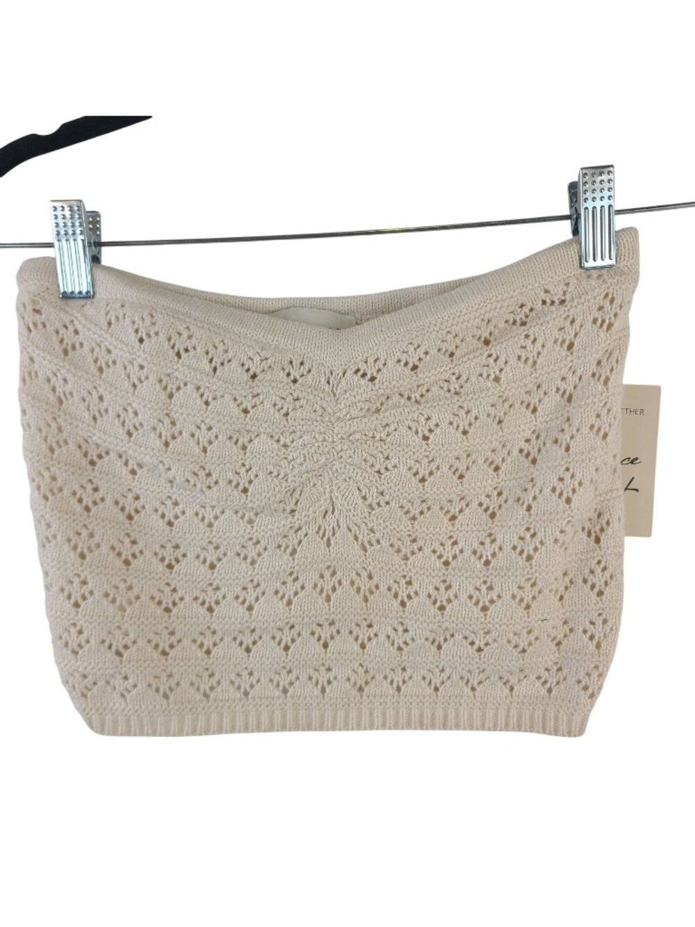 NEW Freshman 1996 Cream Knit Tube Top Openwork Pattern Sz Small